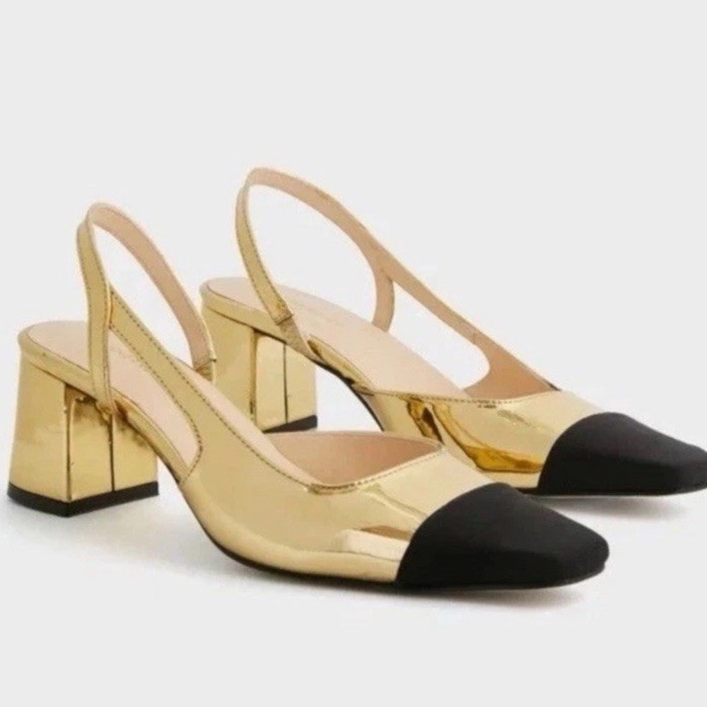 Gold Tinsley Slingback Heels